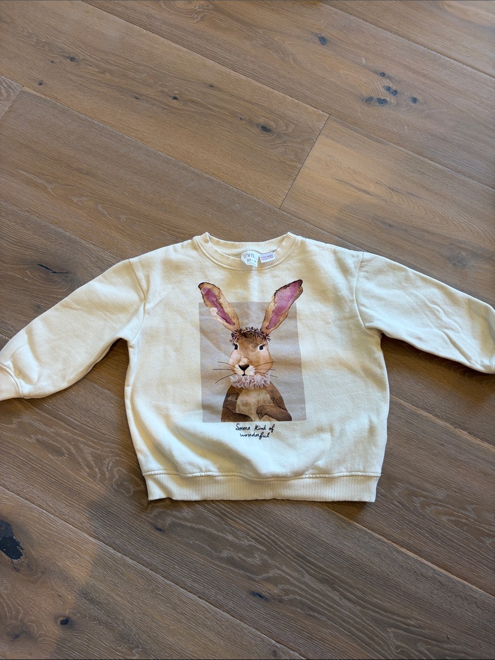 Zara Cream Bunny Print Crewneck Sweatshirt